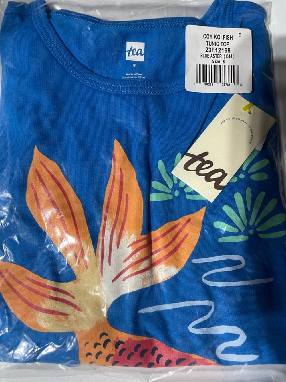 NWT Tea Collection koi fish tunic/t-shirt - size 8